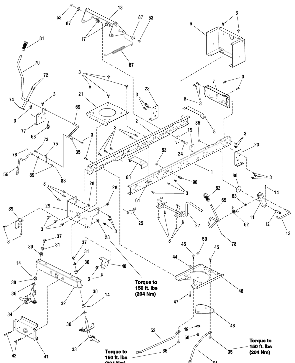 Frame Group - Welded Axle (7501046) Diagram and Parts List for 7800565-RT125380 2009 Briggs and Stratton Lawn Tractor